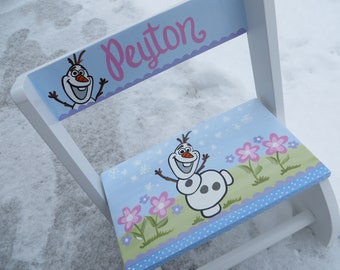 personalized chair step flip stool olaf fun flowers