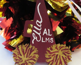 hand painted personalized cheerleading megaphone ornament football coordinate your school colors