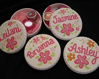 personalized party favor trinket box bling flower