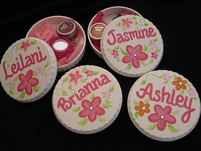 Personalized Party Favor Trinket Box Bling Flower Etsy