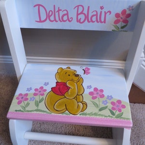 personalized chair step flip stool winnie the pooh floral