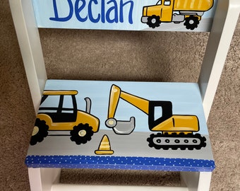 personalized chair flip step stool construction trucks