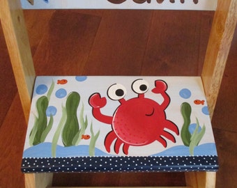 personalized chair step flip stool gavin the crab