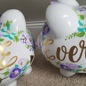 piggy bank hand painted personalized abigails bright floral wild child image 6