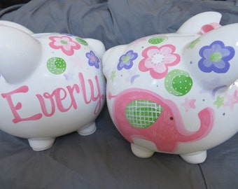 piggy bank hand painted personalized jumbo the elephant girl