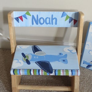 personalized chair step flip stool airplane banner