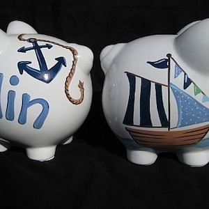 Personalised Silver Pirate Ship Piggy Money Box for Boys 