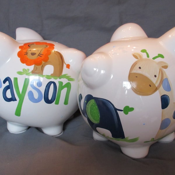 piggy bank hand painted personalized andrew animals