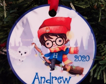 Custom personalized designed wizard inspired ornament