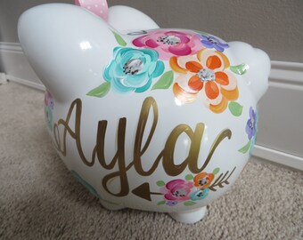 piggy bank hand painted personalized aylas bright fun wild child