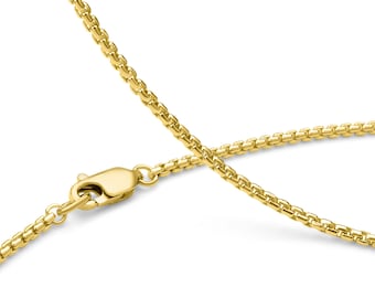 Thin Gold Rounded Box Chain Necklace, Yellow Gold Filled 1.7mm thick chain w/ Lobster Clasp, 18 20 22 24 26 28 30 32 34 36 Inch, Any Length