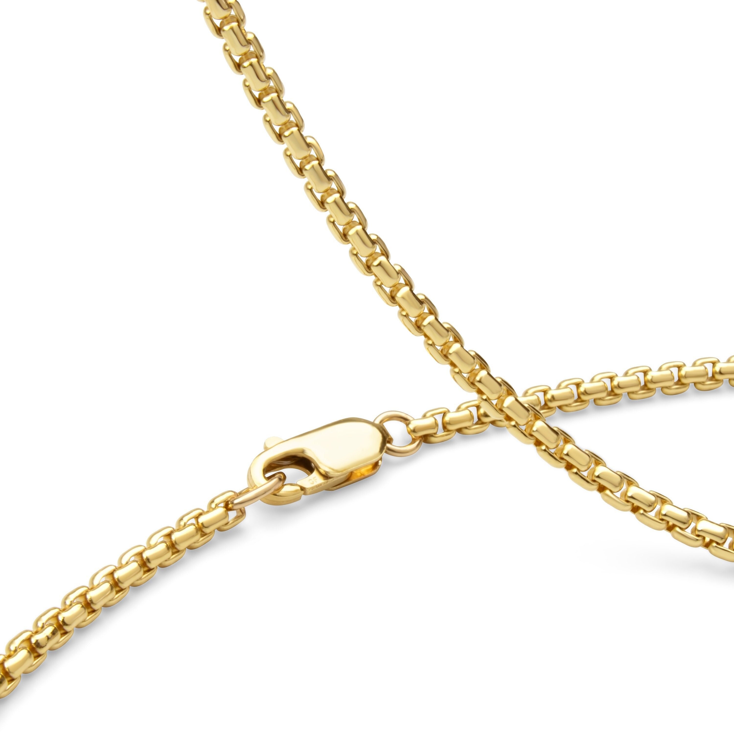 Gold Rounded Box Chain Necklace Yellow 