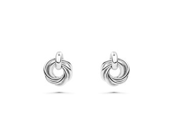 Sterling Silver Stud Earrings, Argentium Silver Handwoven Chainmaille Knot, Nest Post Earrings — Comfortable, Nickel Free & Hypoallergenic