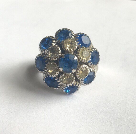 Vintage Rhinestone Button RIng - image 1
