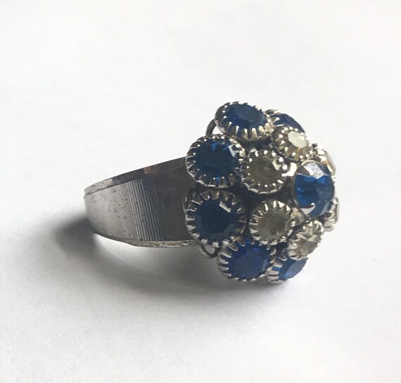Vintage Rhinestone Button RIng - image 3