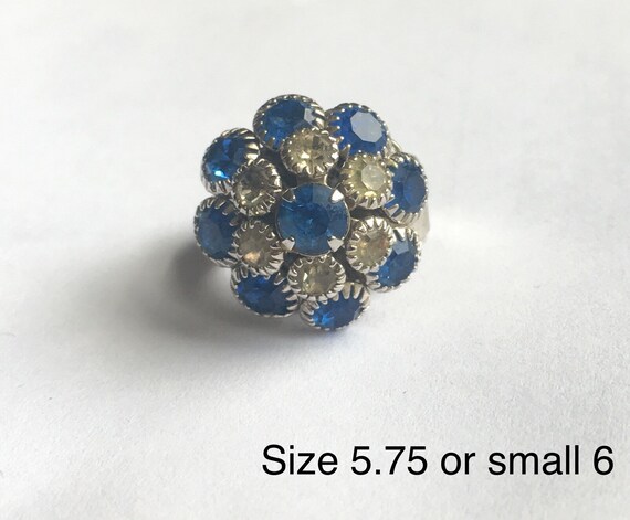 Vintage Rhinestone Button RIng - image 4