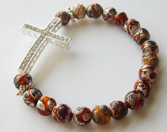 Cross Bracelet in Neutral Glass