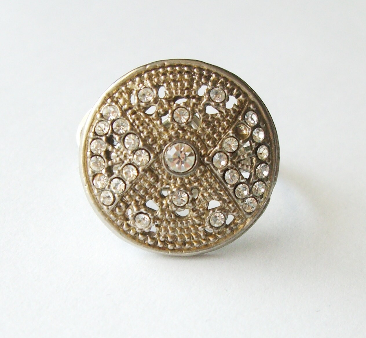 Art Deco Vintage Button Ring - Etsy