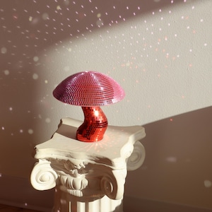 Handmade Groovy Disco Mushroom Apartment Home Decor - Pink and Red