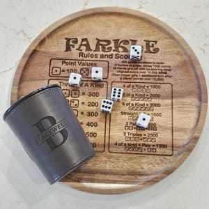 Acacia Farkle Game Board: Optional Personalized Dice Cup