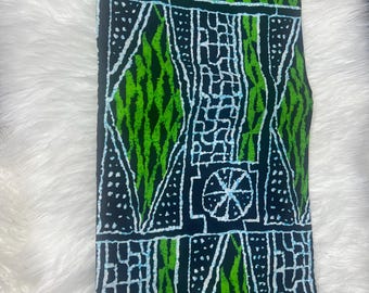 100% Cotton African Print Wax green ,Bamileke ndop Traditional African Fabric for Sewing **ITEM SOLD by YARD**