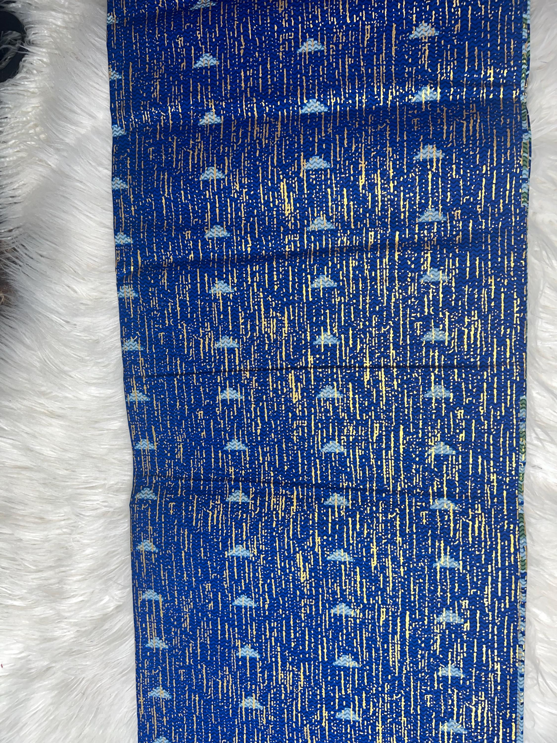 100% Cotton African Hitartex Ankara Print Fabric Wax motif kente Blue, Traditional Ankara African Fabric for Sewing **ITEM SOLD by YARD**