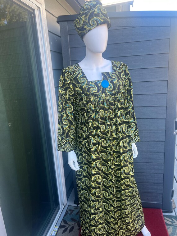 Abito africano per donna stampa maniche lunghe abito Ankara, kaba