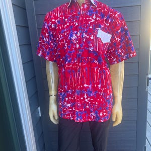 XL African Men&#39;s dress shirt with Ankara fabric 100% cotton