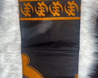 100% Cotton African Ankara Print Fabric orange and black Patterned, Traditional Ankara African Fabric for Sewing **ITEM SOLD by YARD**