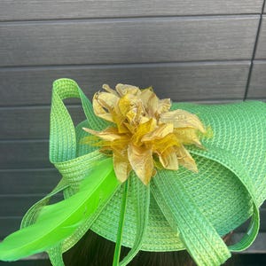 Elegant Sinamay Fascinator for Ladies Day, Kentucky Derby, Cocktail Party Bridal | Feather Headpiece for Formal Events, Weddings Races