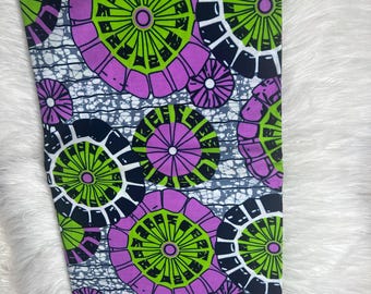 Green Purple Black White Sunflower Ankara African Print 100% cotton, Patterned Textile, Fabric for Sewing **ITEM SOLD by YARD**