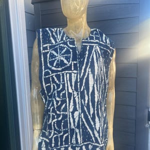 Ndop (Bamileke) tops/Bami/Indigo blue strip woven cloth/Resist dyeing/Rare fabric/Cameroon/Authentic/Vintage/Bamenda
