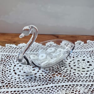 Vintage Clear Glass Swan Dish