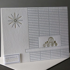 Mid Century Modern Fireplace New Home Hearth Letterpress Card image 3