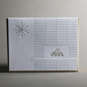 Mid Century Modern Fireplace New Home Hearth Letterpress Card image 1