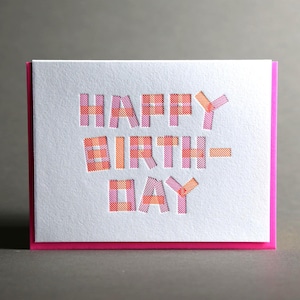 Washi Tape Happy Birthday Letterpress Greeting Card