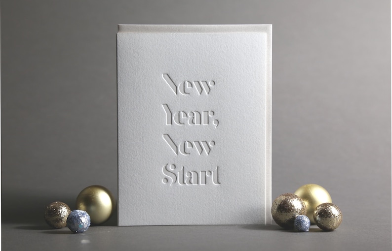 New Year New Start Holiday Letterpress Greeting Card image 1