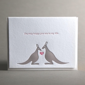 Hoppy Känguru Liebe Valentinstag Freundschaft Letterpress Grußkarte