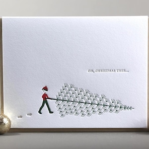 Christmas Tree Letterpress Greeting Card: Holiday Stationery