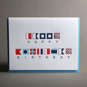 Nautical Flags HAPPY BIRTHDAY Letterpress Greeting Card