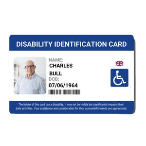 Disability ID Card, Personalised Hidden Disability Medical Alert Card, UK Assistance Wallet Card