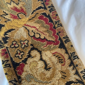 Beautiful Antique French Victorian Wool Thread Hand Crafted Tapestry Needlepoint 19thc