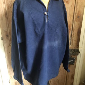 Vintage French 1980s Faded Blue SAILING TRIBORD Chemise Bleu de Travail Chore Jacket Sz XL