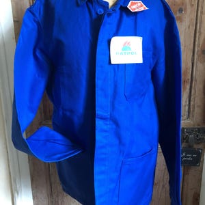 Chaqueta de trabajo francesa para hombre, años 70, Sanfor Bleu de Travail, nueva, de stock antiguo, talla XL