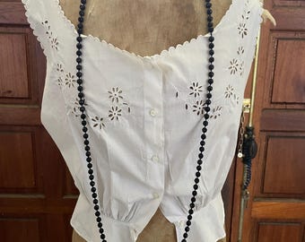 Collar sautoir antiguo francés de cristal negro azabache – Estilo flapper de los años 20