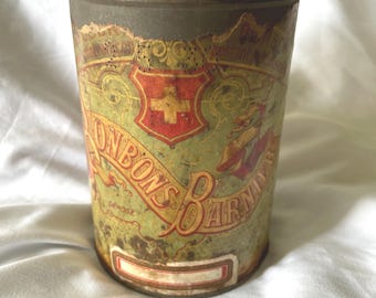 Antique French BONBONS BARNIER Candy Sweets Tin c1910