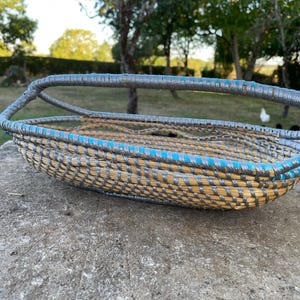 Pretty Vintage French Charentaise Bread Baguette Straw Plastic Hand Woven Basket c1950