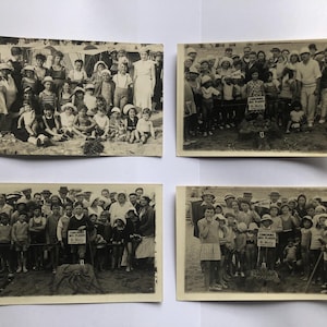 Lot 4 Antique French Black and White RPCC Real Photo Postcards Sandcastle Competition Chatelaillon Plage,  c1930s