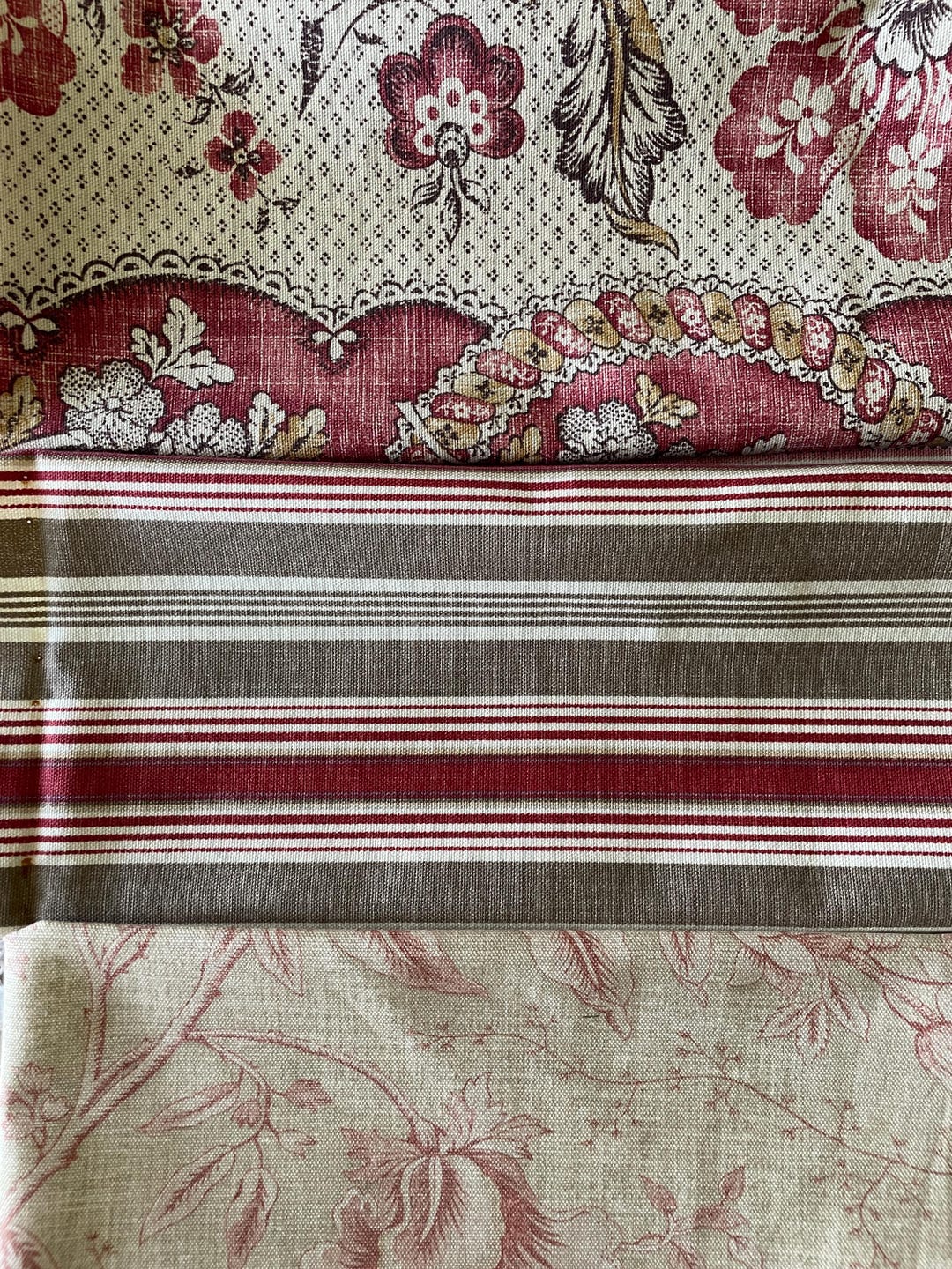 Vintage Sample Lot 3 French Country Fabrics Stripes and Florals #91 - Etsy