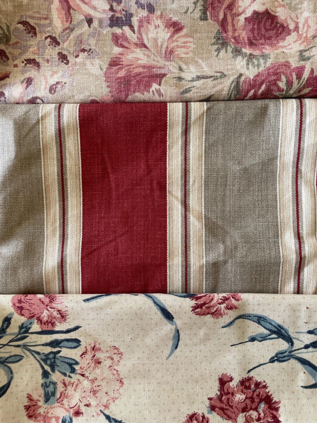 Vintage Sample Lot 3 French Country Fabrics Stripes and Florals #74 - Etsy